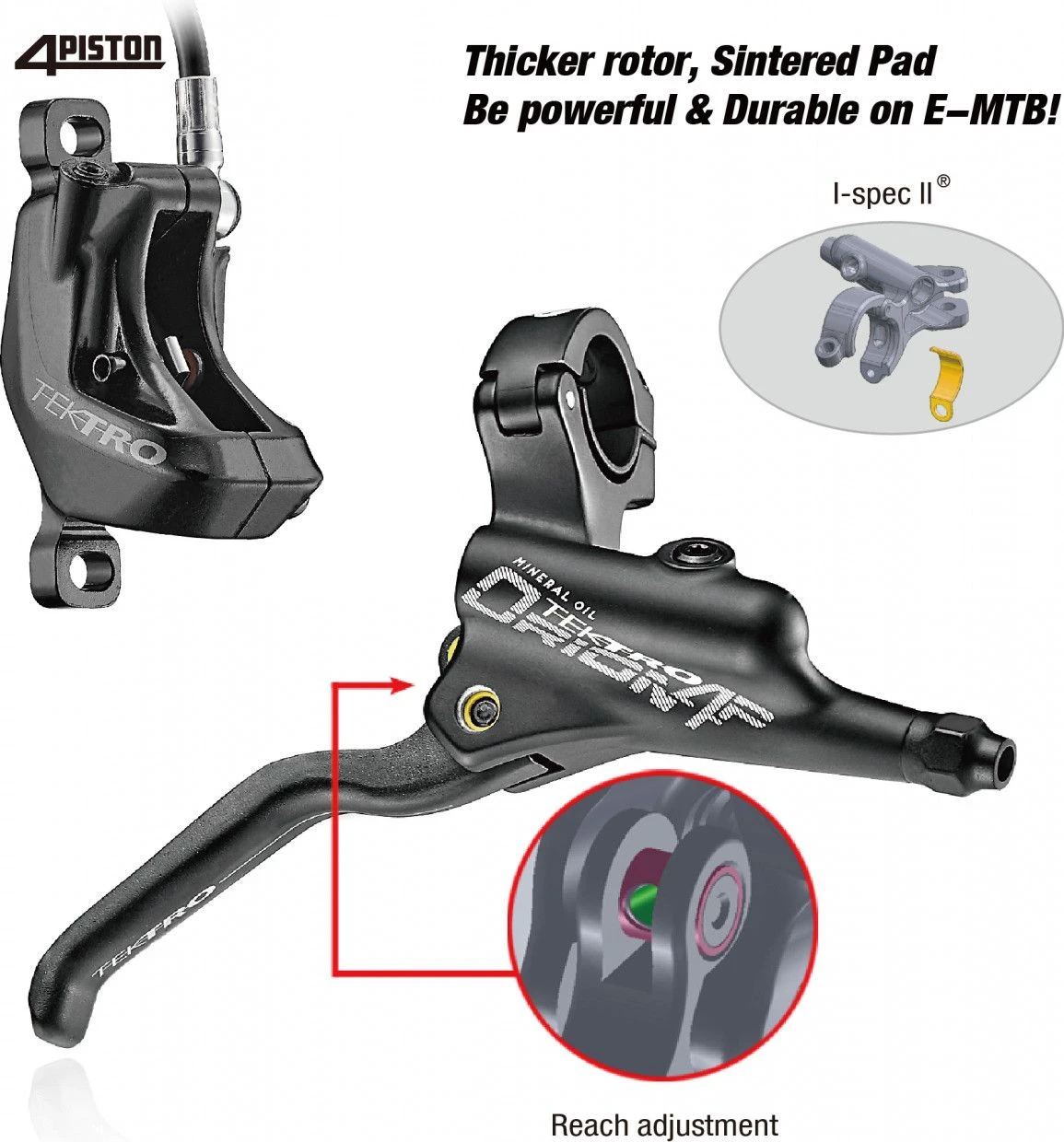 Tektro Orion HD-M750 4 Piston Front Disc Brake (without Disc) Black 4 Tektro Orion HD-M750 4 Piston Front Disc Brake (without Disc) Black - Image 2