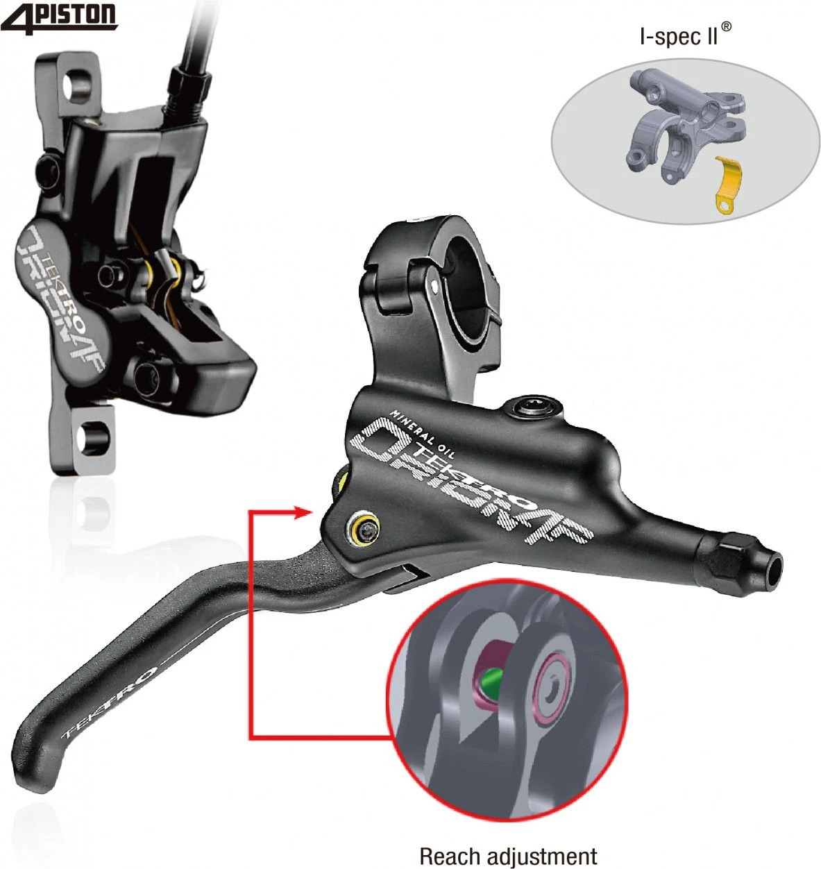 Tektro Orion HD-M745 4 Piston Front Disc Brake (without Disc) Black 4 Tektro Orion HD-M745 4 Piston Front Disc Brake (without Disc) Black - Image 2