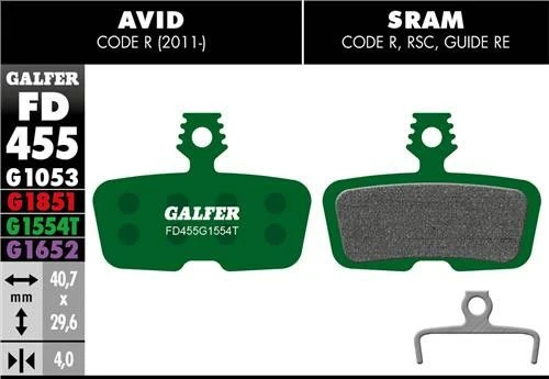 Pair Of Galfer Semi-metallic Sram Code R, RSC, Guide RE / Avid Code R (2011 ..) Pro Brake Pads 4 Pair Of Galfer Semi-metallic Sram Code R, RSC, Guide RE / Avid Code R (2011 ..) Pro Brake Pads - Image 2